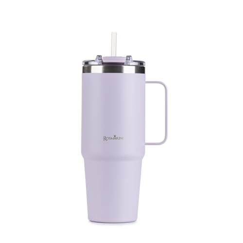 ROSMARINO Thermobecher XL 870ml Edelstahl Isolierbecher mit Strohhalm | Hält 11h Kalt & 7h Warm | Thermosflasche Auslaufsicher | BPA-frei | Kaffeebecher To Go von ROSMARINO