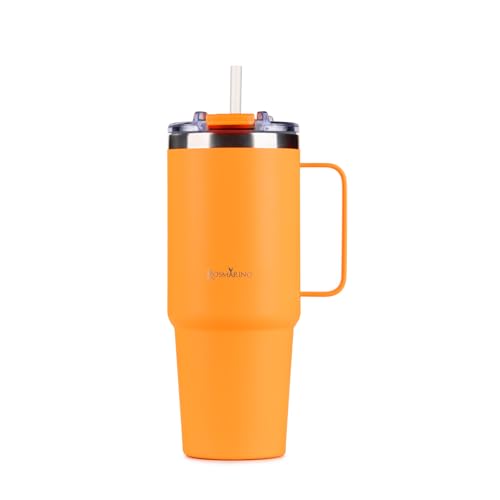 ROSMARINO Thermobecher XL 870ml Edelstahl Isolierbecher mit Strohhalm | Hält 11h Kalt & 7h Warm | Thermosflasche Auslaufsicher | BPA-frei | Kaffeebecher To Go von ROSMARINO