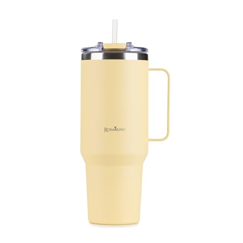 ROSMARINO Thermobecher XXL 1160ml Edelstahl Isolierbecher mit Strohhalm | Hält 11h Kalt & 7h Warm | Thermosflasche Auslaufsicher | BPA-frei | Kaffeebecher To Go von ROSMARINO