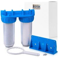 Doppel-Wasserfilter 10" Sediment + Aktivkohle CTO NSF-zertifiziert, BPA-frei, RoHS Doppel-Wasserfilter 10" Sediment + Aktivkohle CTO NSF-zertifiziert, BPA-frei, RoHS von ROSMMEL