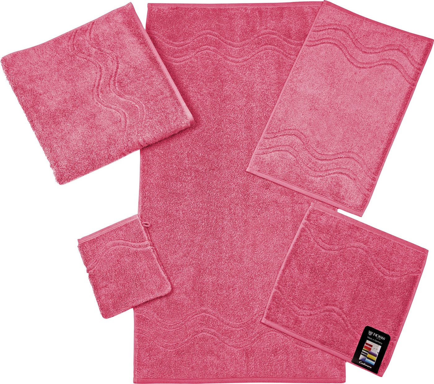 ROSS Gästehandtuch Cashmere feeling, Frottier (Packung, 6-St), 100% Baumwolle, mit Wellen-Bordüre, große Farbauswahl von ROSS