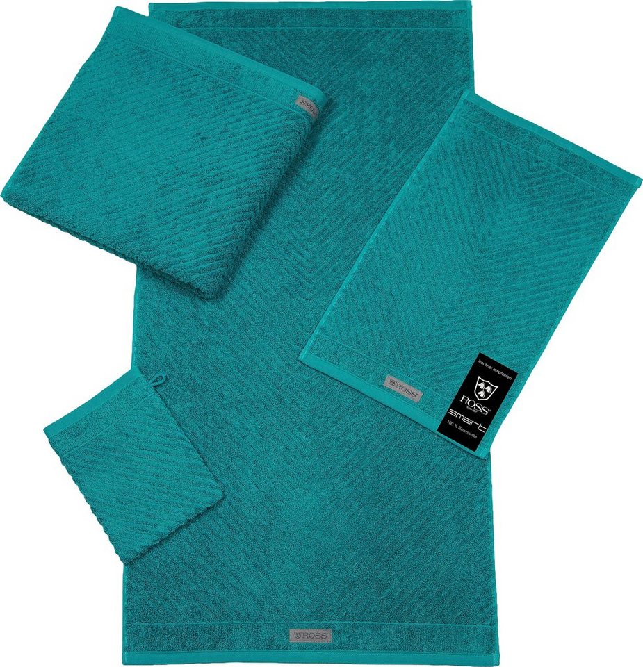 ROSS Gästehandtuch Smart, Frottier (6-St), Uni-Rippe mit Velourslabel von ROSS
