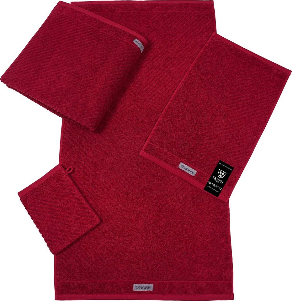 ROSS Gästehandtuch Smart, Frottier (6-St), Uni-Rippe mit Velourslabel von ROSS
