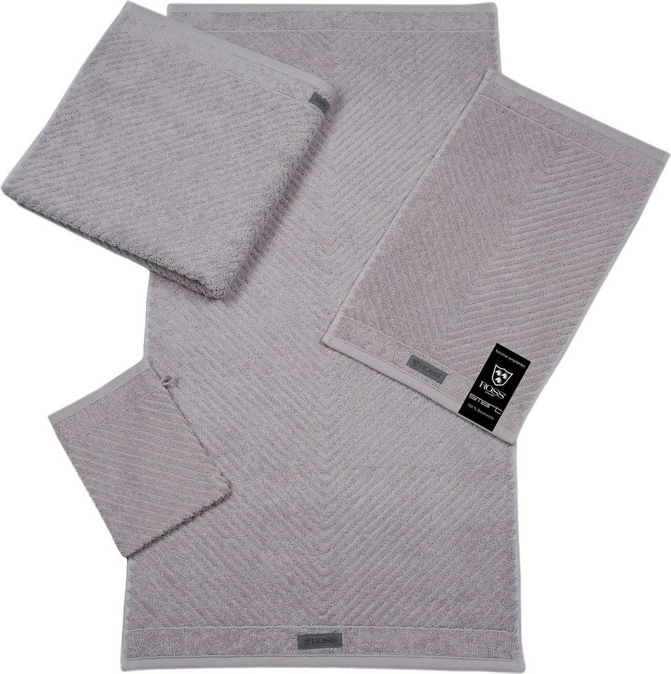 ROSS Gästehandtuch Smart, Frottier (6-St), Uni-Rippe mit Velourslabel von ROSS