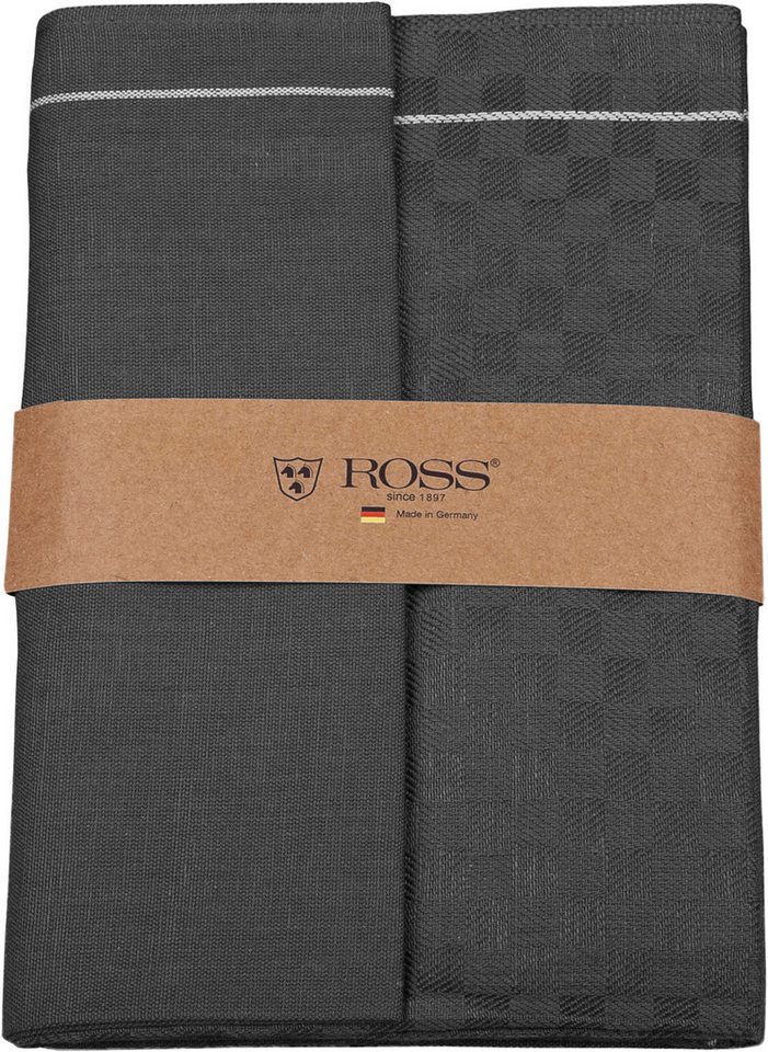 ROSS Geschirrtuch 2er Set 907, zwei Geschirrtücher in einer Banderole, (Set, 2-tlg), hochwertige Zwirn Halbleinen Geschirrtücher, Maße je Tuch ca. 50x70 cm von ROSS