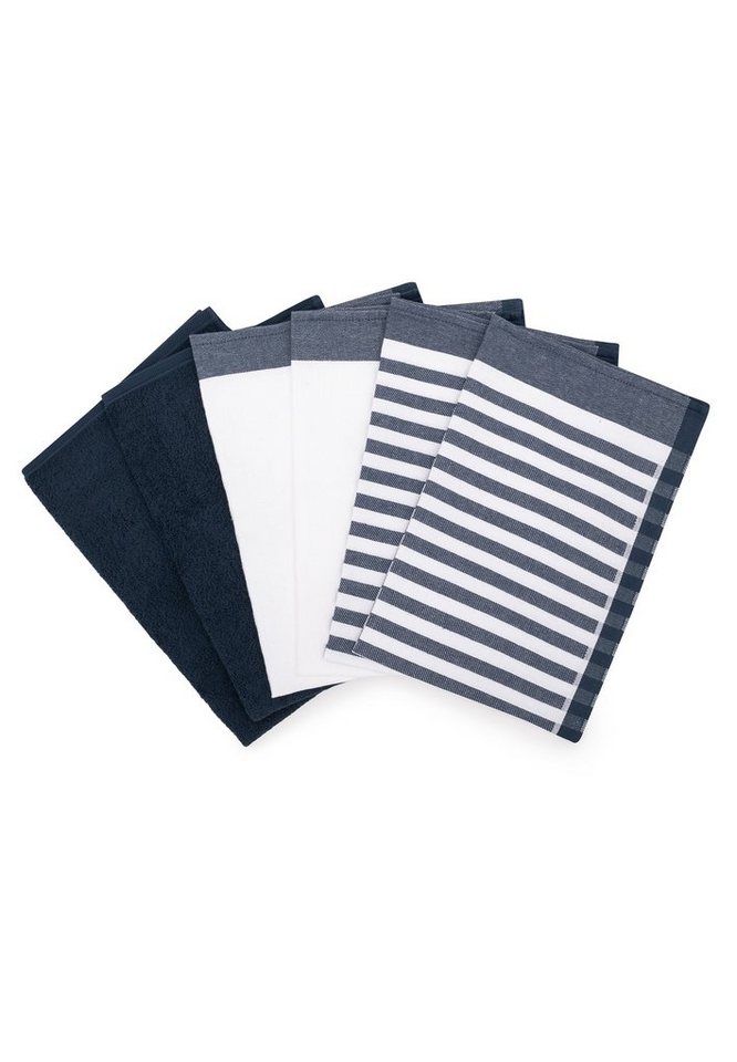 ROSS Geschirrtuch 6er Pack Guten Morgen, (Spar-Set, 6-tlg., 4 X Geschirrtuch (50 X 70cm), 2 X Küchentuch (50 X 50cm), 4 X Geschirr- 2 X Küchentuch im Set - Baumwolle von ROSS