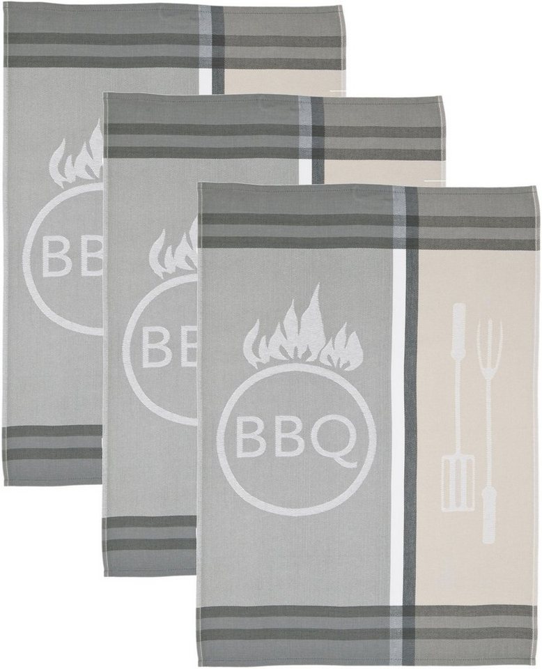 ROSS Geschirrtuch BBQ, (Set, 3-tlg), Motivtuch, aus 100% Baumwolle von ROSS