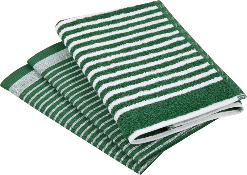 ROSS Geschirrtuch Exclusiv, (Set, 3-tlg), 1x Küchen-Frottiertuch 50x50 cm Streifen u. 2x Geschirrtücher 50x70 cm von ROSS
