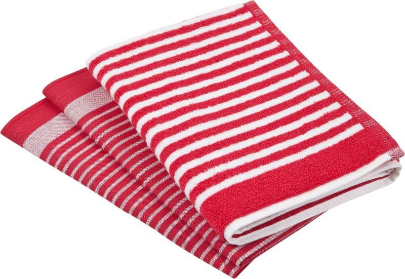 ROSS Geschirrtuch Exclusiv, (Set, 3-tlg), 1x Küchen-Frottiertuch 50x50 cm Streifen u. 2x Geschirrtücher 50x70 cm von ROSS