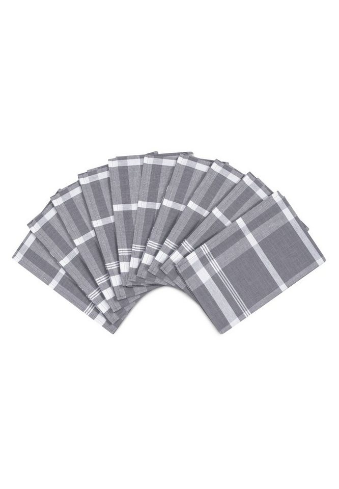 ROSS Geschirrtuch Exclusiv - Halbleinen - Blockkaro, (Spar-Set, 10-tlg., 10 X Geschirrtuch (50 X 70cm), 10 X Geschirrtuch im Set - Baumwolle - Strapazierfähig von ROSS