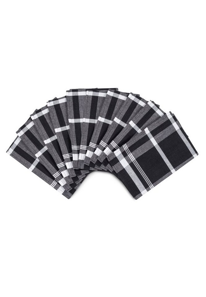 ROSS Geschirrtuch Exclusiv - Halbleinen - Blockkaro, (Spar-Set, 10-tlg., 10 X Geschirrtuch (50 X 70cm), 10 X Geschirrtuch im Set - Baumwolle - Strapazierfähig von ROSS