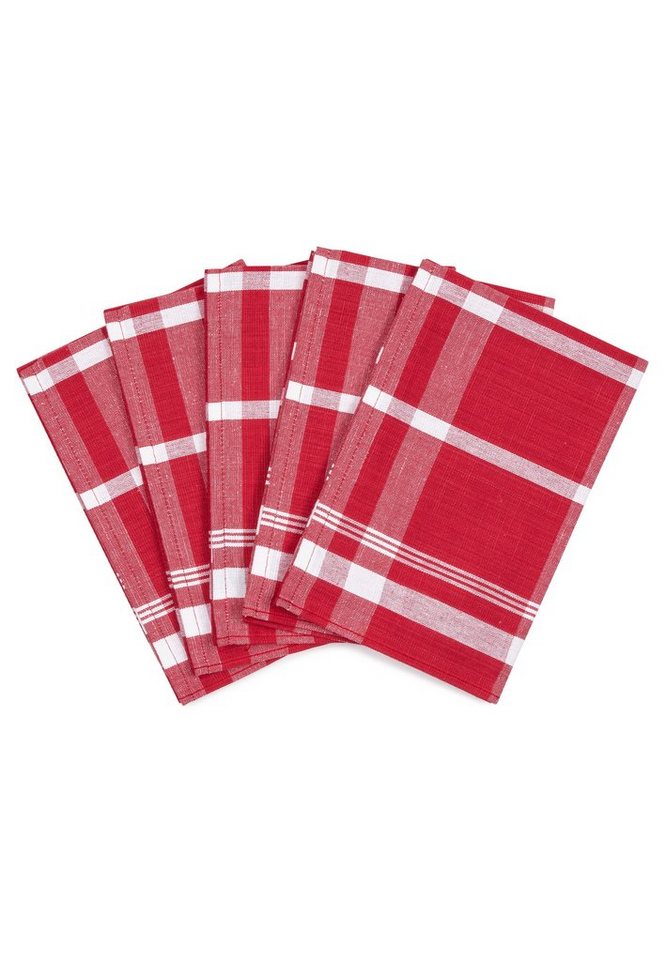 ROSS Geschirrtuch Exclusiv - Halbleinen - Blockkaro, (Spar-Set, 5-tlg., 5 X Geschirrtuch (50 X 70cm), 5 X Geschirrtuch im Set - Baumwolle - Strapazierfähig von ROSS