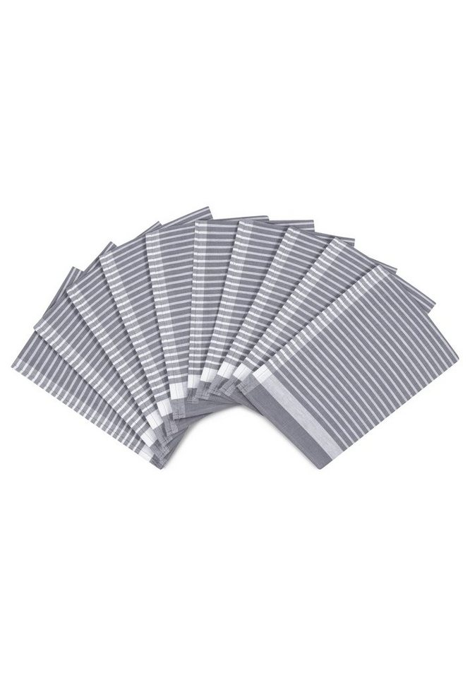 ROSS Geschirrtuch Exclusiv - Halbleinen - Streifen, (Spar-Set, 10-tlg., 10 X Geschirrtuch (50 X 70cm), 10 X Geschirrtuch im Set - Baumwolle - Strapazierfähig von ROSS