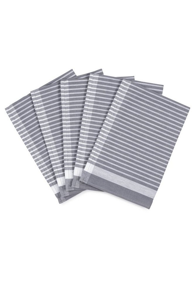 ROSS Geschirrtuch Exclusiv - Halbleinen - Streifen, (Spar-Set, 5-tlg., 5 X Geschirrtuch (50 X 70cm), 5 X Geschirrtuch im Set - Baumwolle - Strapazierfähig von ROSS