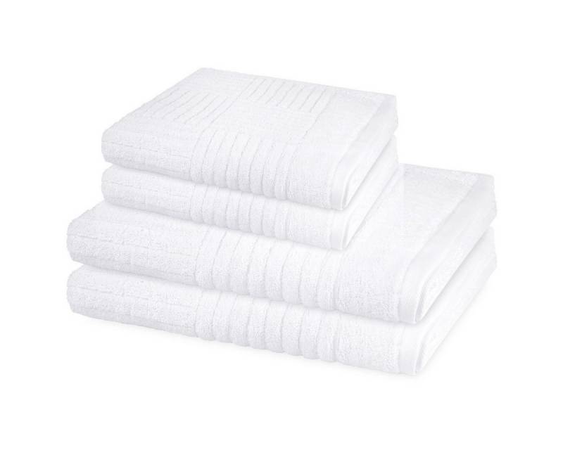 ROSS Handtuch Set Carre, Walkfrottee (Spar-Set, 4-St), 2 X Handtuch 2 X Duschtuch im Set - Baumwolle - Saugstark von ROSS