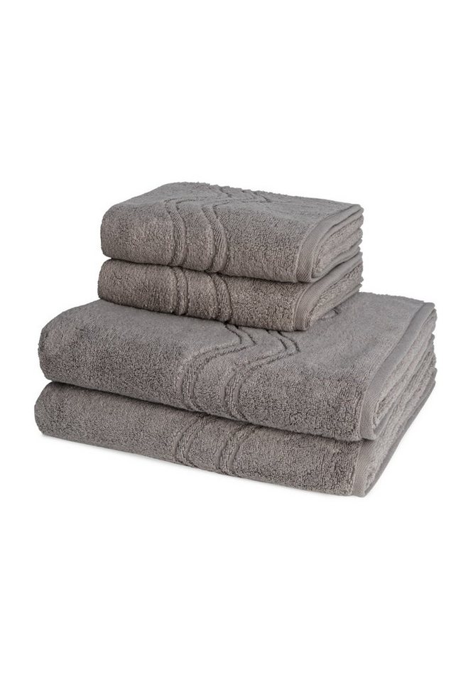 ROSS Handtuch Set Cashmere feeling, Walkfrottee, (Spar-Set, 4-tlg), 2 X Handtuch 2 X Duschtuch - im Set - Baumwolle - von ROSS