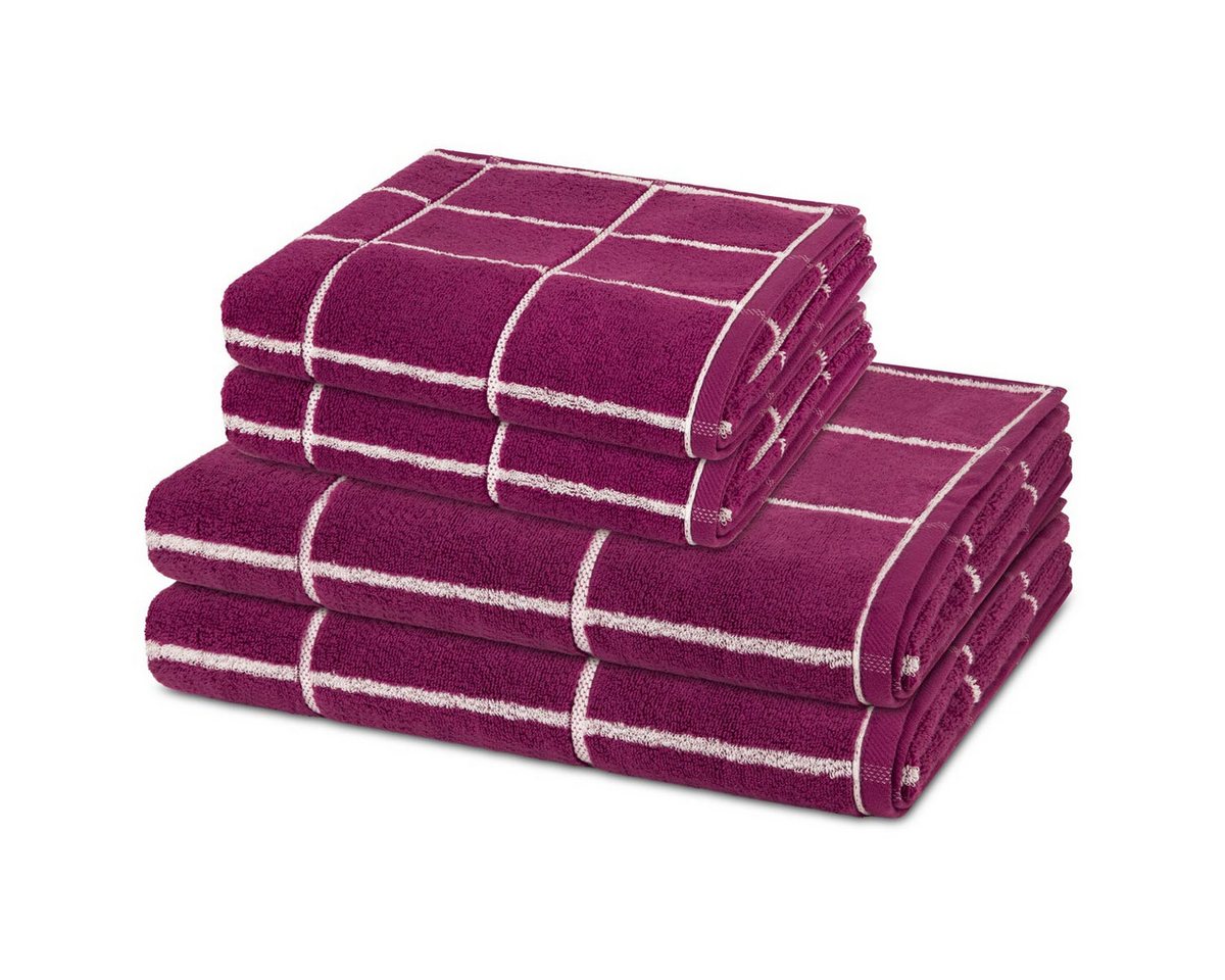 ROSS Handtuch Set Sensual Skin Karo, Walkfrottee (Spar-Set, 4-St), 2 X Handtuch 2 X Duschtuch im Set - Baumwolle - Saugstark von ROSS