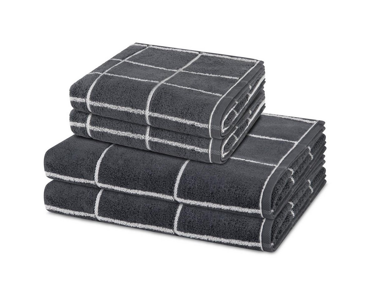 ROSS Handtuch Set Sensual Skin Karo, Walkfrottee (Spar-Set, 4-St), 2 X Handtuch 2 X Duschtuch im Set - Baumwolle - Saugstark von ROSS
