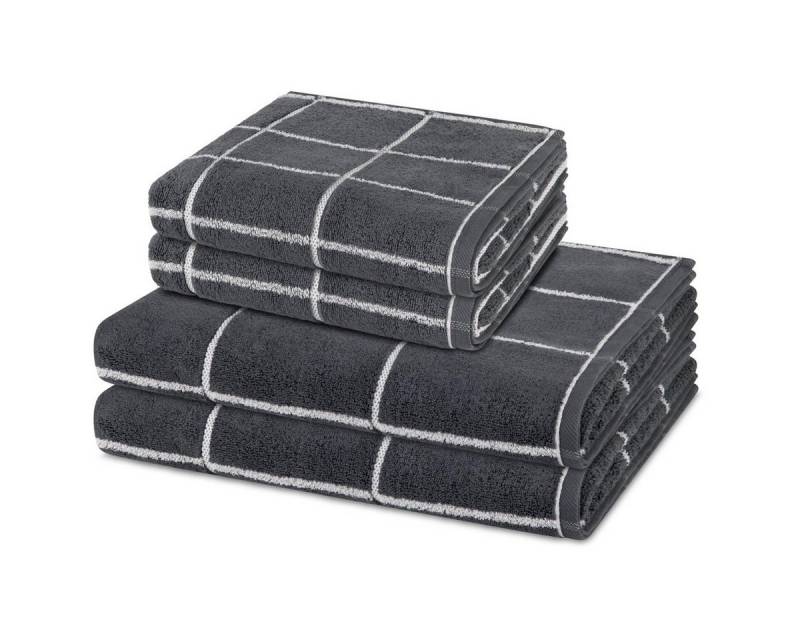 ROSS Handtuch Set Sensual Skin Karo, Walkfrottee (Spar-Set, 4-St), 2 X Handtuch 2 X Duschtuch im Set - Baumwolle - Saugstark von ROSS