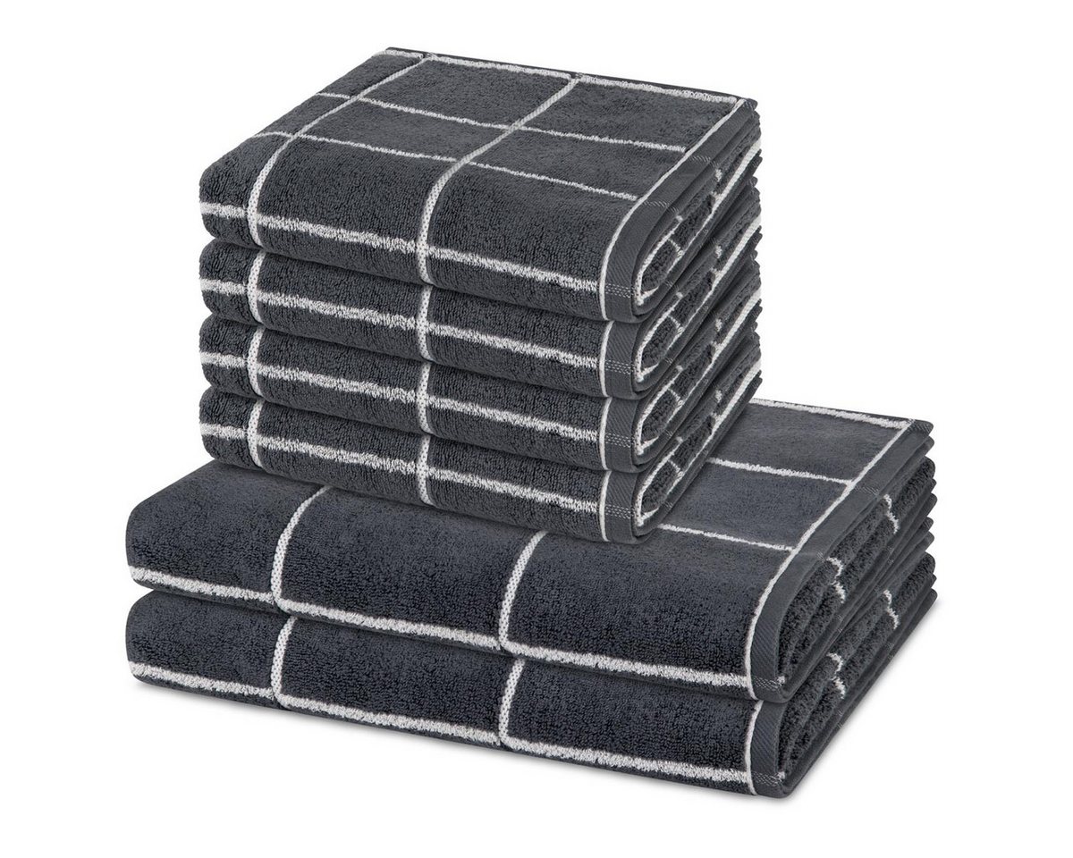 ROSS Handtuch Set Sensual Skin Karo, Walkfrottee (Spar-Set, 6-St), 4 X Handtuch 2 X Duschtuch im Set - Baumwolle - Saugstark von ROSS