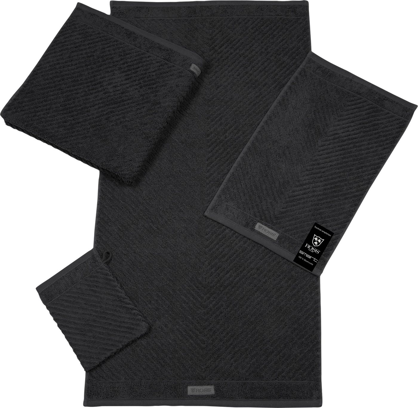 ROSS Handtuch Smart, Frottier (2-St), Uni-Rippe mit Velourslabel von ROSS