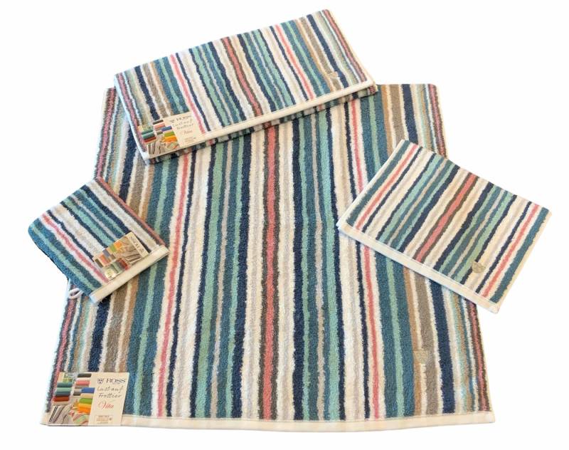 ROSS Saunatuch Multicolor, Frottier (Packung, 1-St), mit Streifen und gesticktem ROSS-Emblem von ROSS