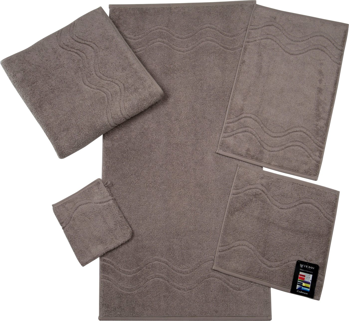 ROSS Waschhandschuh Cashmere feeling, Frottier (6-St), mit Wellen-Bordüre von ROSS