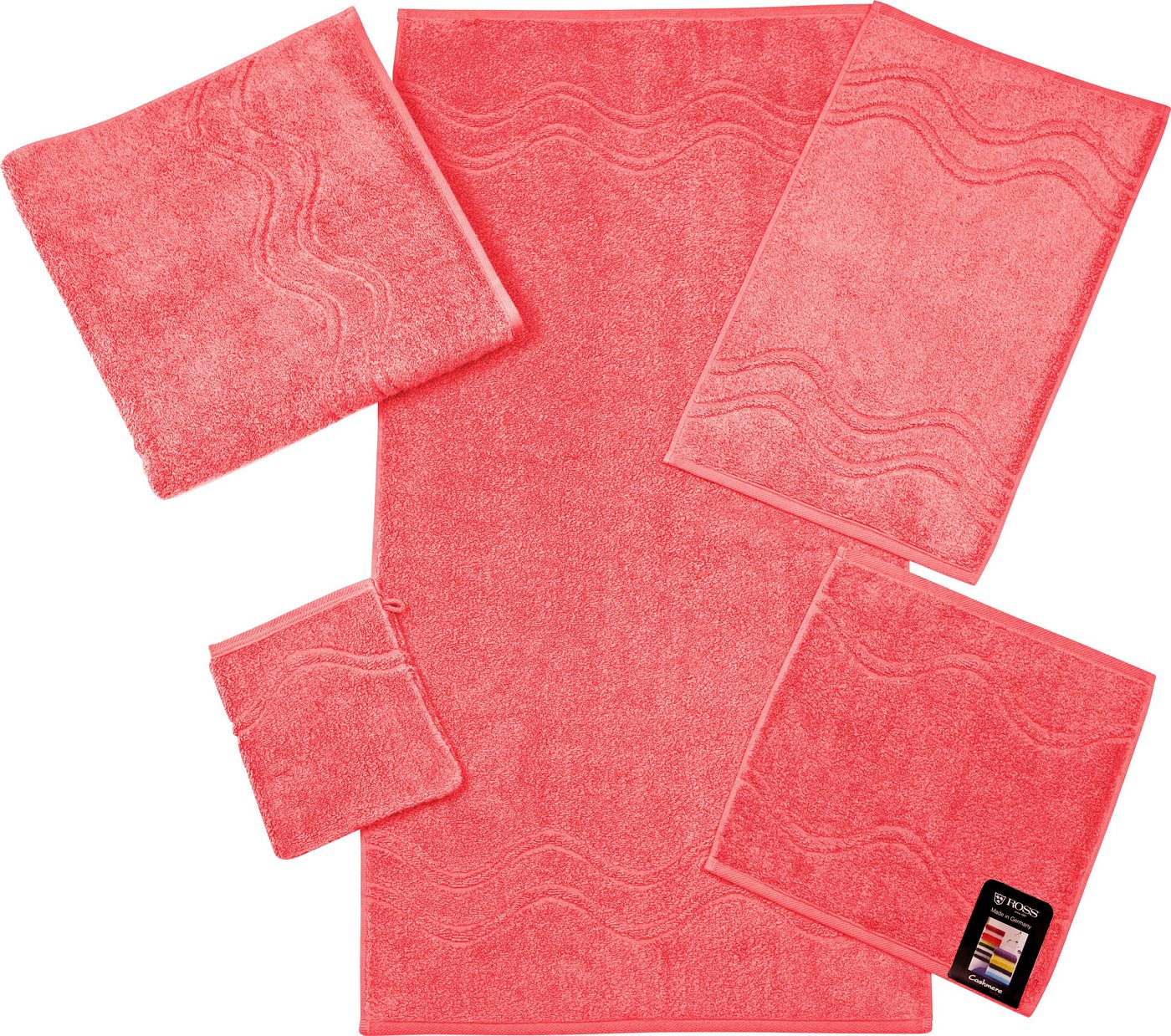 ROSS Waschhandschuh Cashmere feeling, Frottier (Packung, 6-St), mit Wellen-Bordüre von ROSS