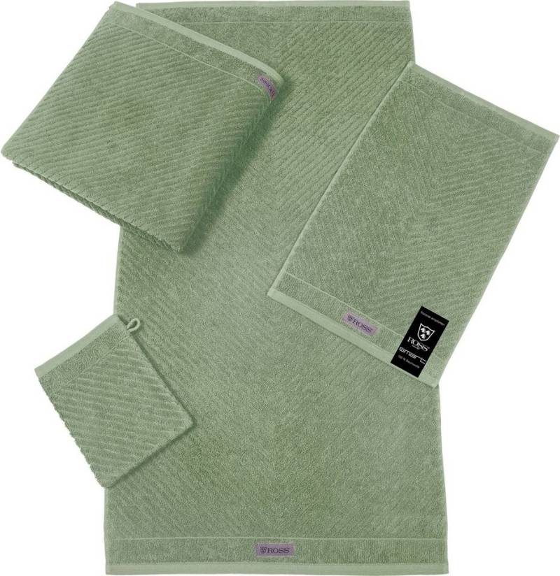 ROSS Waschhandschuh Smart, (6-St), Uni-Rippe mit Velourslabel von ROSS