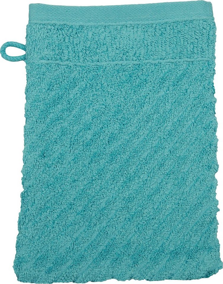 ROSS Waschhandschuh Smart, (6-St), Uni-Rippe mit Velourslabel von ROSS