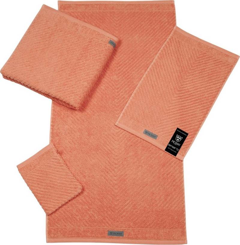 ROSS Waschhandschuh Smart, (6-St), Uni-Rippe mit Velourslabel von ROSS
