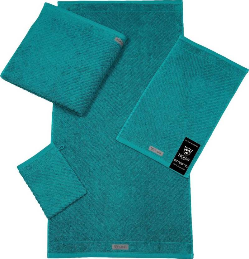 ROSS Waschhandschuh Smart, (6-St), Uni-Rippe mit Velourslabel von ROSS