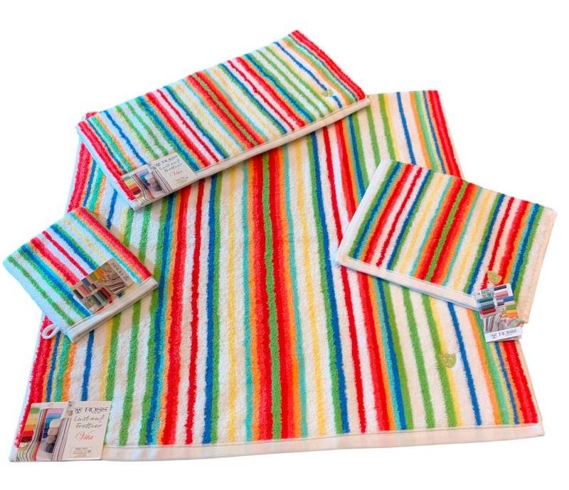 ROSS Waschhandschuh Multicolor, Frottier (6-St), mit Streifen und gesticktem ROSS-Emblem von ROSS