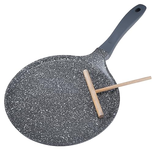 ROSSETTO Crepe Pfanne Induktion 26cm Pfannkuchenpfanne mit PFAS frei Keramikbeschichtung Pancake Pfanne Innendurchmesser 24 cm, Aluguss Bratpfanne, für alle Herdarten, Sanstone von ROSSETTO