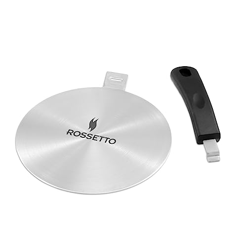 ROSSETTO Induktion Adapterplatte Induktionsadapterplatte Scheibe für Induktionskochfeld Wärmeverteiler mit abnehmbarem Griff für Kaffeemaschine Edelstahl (20cm) von ROSSETTO