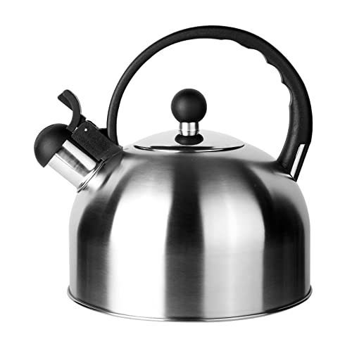 ROSSETTO Wasserkessel Teekessel 2.5 Liter aus hochwertigem Edelstahl Rostfrei Induktion Wasserkocher Teekocher mit Pfeifton, alle Herdarten geeignet, Klassischer Flötenkessel von ROSSETTO