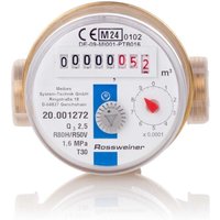 Rossweiner - Wohnungs-Wasserzähler Aufputz für Kaltwasser Q3 2,5 m³ - Baulänge 80 mm von ROSSWEINER