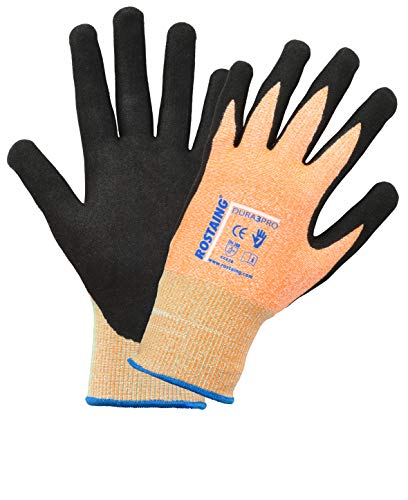 ROSTAING DURA3PRO-IT10 Handschuhe, fein, präzise, zum Basteln, Bauarbeit, Handhabung gegen Schnitt, Nitril, Größe 10, Schwarz/Orange von ROSTAING