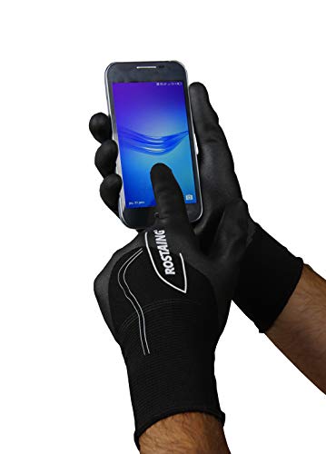 ROSTAING Dünne Touchscreen-Handschuhe für Telefon, Gartenarbeit, Basteln, wasserdicht, robust, Nitril, Größe 12 von ROSTAING