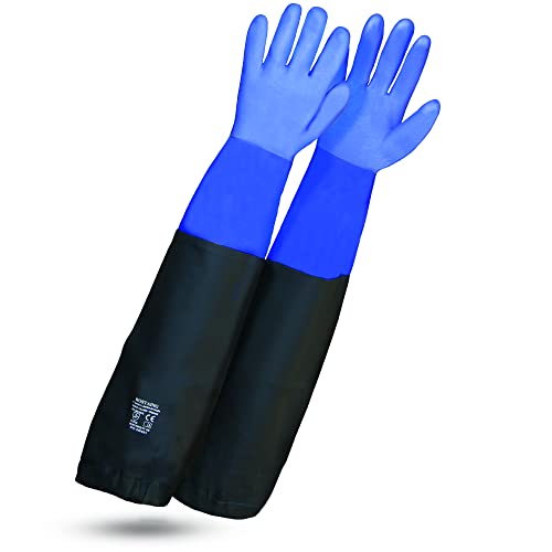 ROSTAING WETPRO Handschuhe – Paar wasserdichte Arbeitshandschuhe – für die Pflege von Teichen, Gruben oder Aquarien – lange wasserdichte Schutzhandschuhe in Blau und Schwarz – verwendet für von ROSTAING