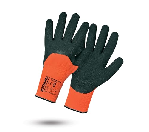 Rostaing Unisex Coldpro Baustellenhandschuhe Ma onnerie Warm für den Winter, Orange/Schwarz, Größe 8 (M) EU von ROSTAING