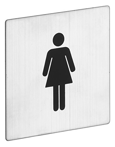 ROSTEX Edelstahl WC Schild Damen Toilette Eckig - Piktogramm selbstklebend quadratisch von ROSTEX