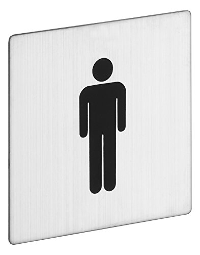 ROSTEX Edelstahl WC Schild Herren Toilette Eckig - Piktogramm selbstklebend quadratisch von ROSTEX