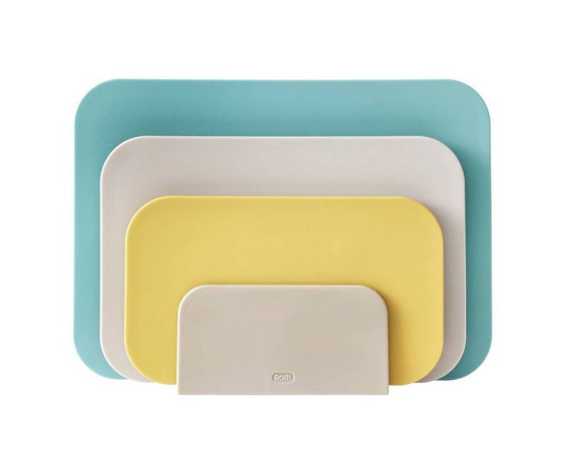 ROSTI Schneidebrett ROSTI Schneidbretter-Set CHOPTIMA, Kunststoff, (3er Set), mit Halterung von ROSTI