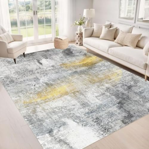 ROSURUG Ankleidezimmer Deko Grau 11 Washable Rug 130X190CM Bequemes und einfaches Musterdesign Anti-allergisch waschbar von ROSURUG
