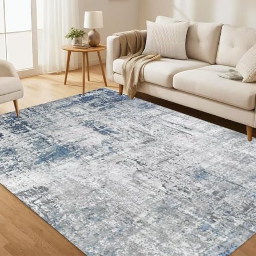 ROSURUG Anti Rutsch Matte blau Küchen Teppiche Läufer 90X160CM Zubehör für die Inneneinrichtung Einfaches abstraktes Design Leicht zu reinigen von ROSURUG