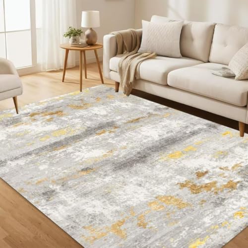 ROSURUG Auslegware Teppichboden Gelb Kinderzimmer Deko Mädchen 90X200CM Mehrfarbige Inneneinrichtung im modernen Stil mit einfachem Design von ROSURUG