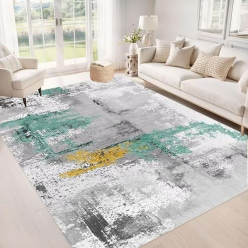 ROSURUG Baby Teppich Junge Grau 1 Teenager Zimmer Deko 60X90CM Einfaches Farbdesign, kältebeständig, bequem und pflegeleicht von ROSURUG