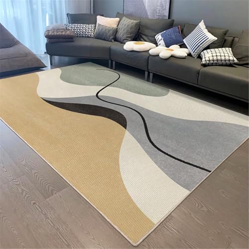 ROSURUG Balkon Teppich Gelb Flachgewebe Teppich 180X260CM Pflegeleichter moderner Wohnzimmerstil von ROSURUG