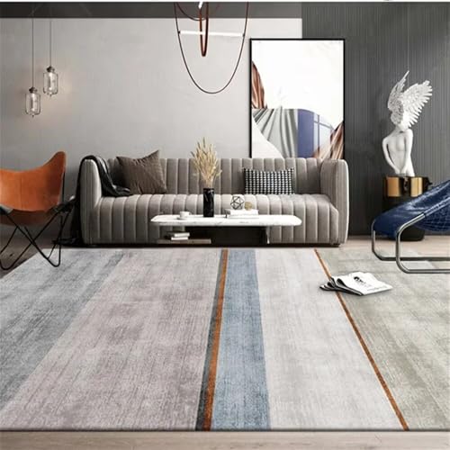 ROSURUG Bunter Teppich Tischdeko Wohnzimmer 90X200CM Grau Blau Minimalistisch Farblich Passend Modern Schlafzimmerteppich Pflegeleicht Küchenläufer Waschbar Outdoor Läufer Graublau von ROSURUG